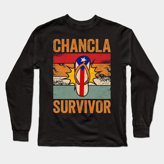 Chancla Survivor Retro La Chancla Puerto Rican Long Sleeve T-Shirt by Alex21